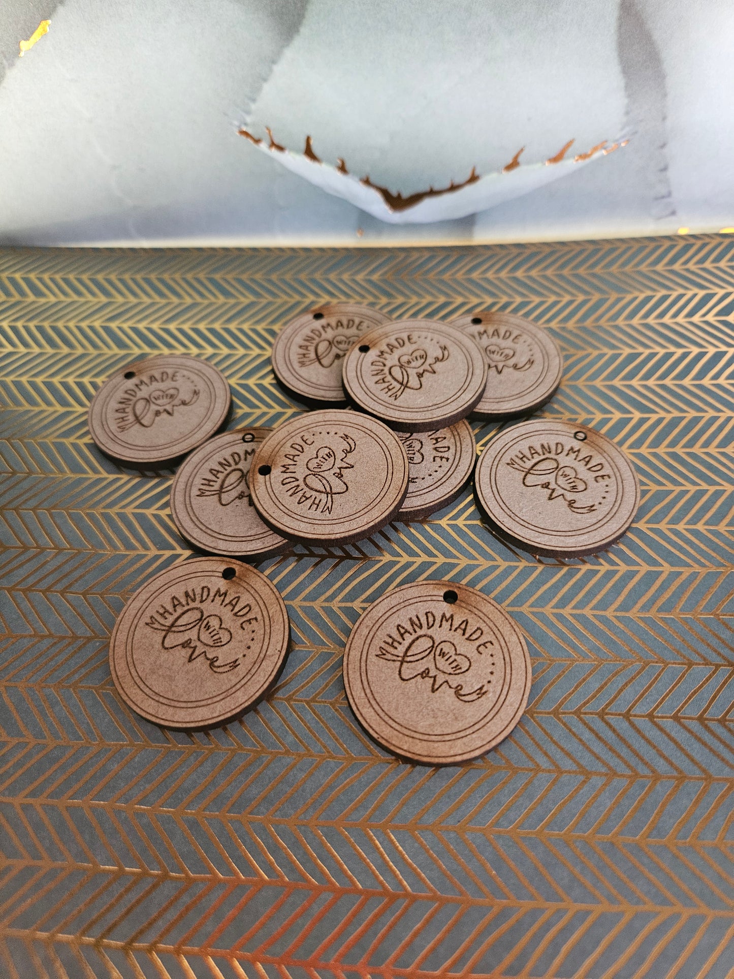 Handmade With Love Wooden Tags Engraved