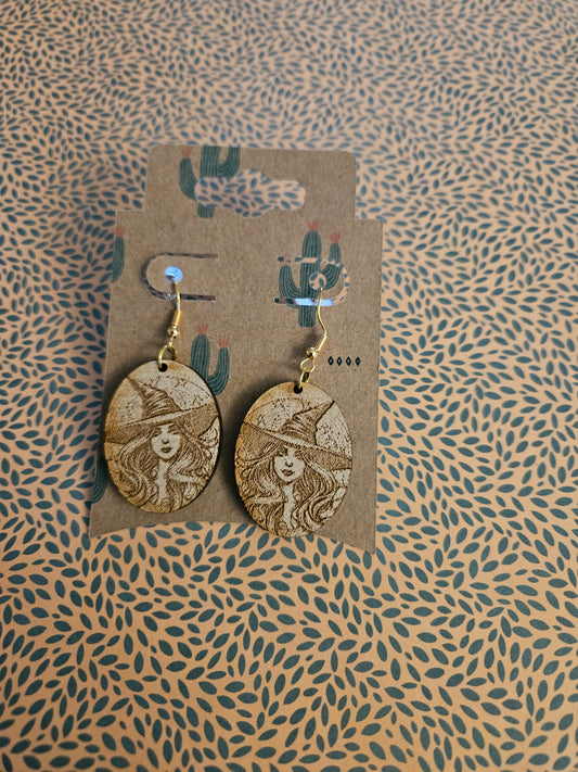 Wooden Halloween Earrings