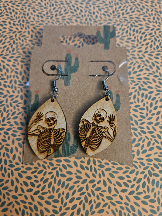 Wooden Halloween Earrings