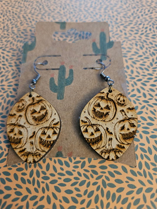 Wooden Halloween Earrings