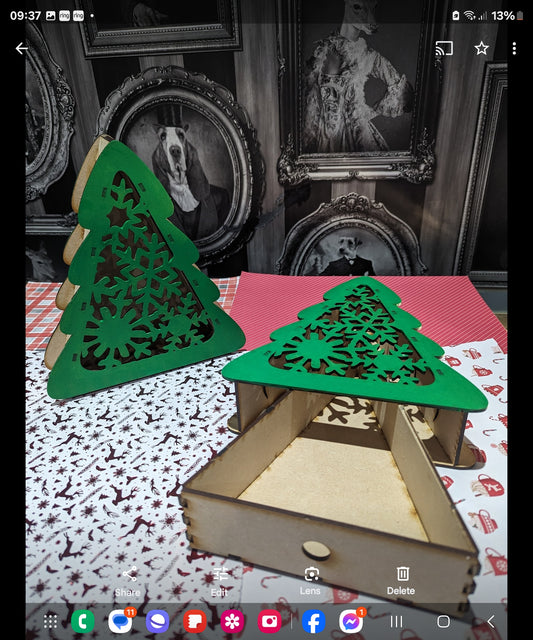 Wooden Christmas Tree Gift Box